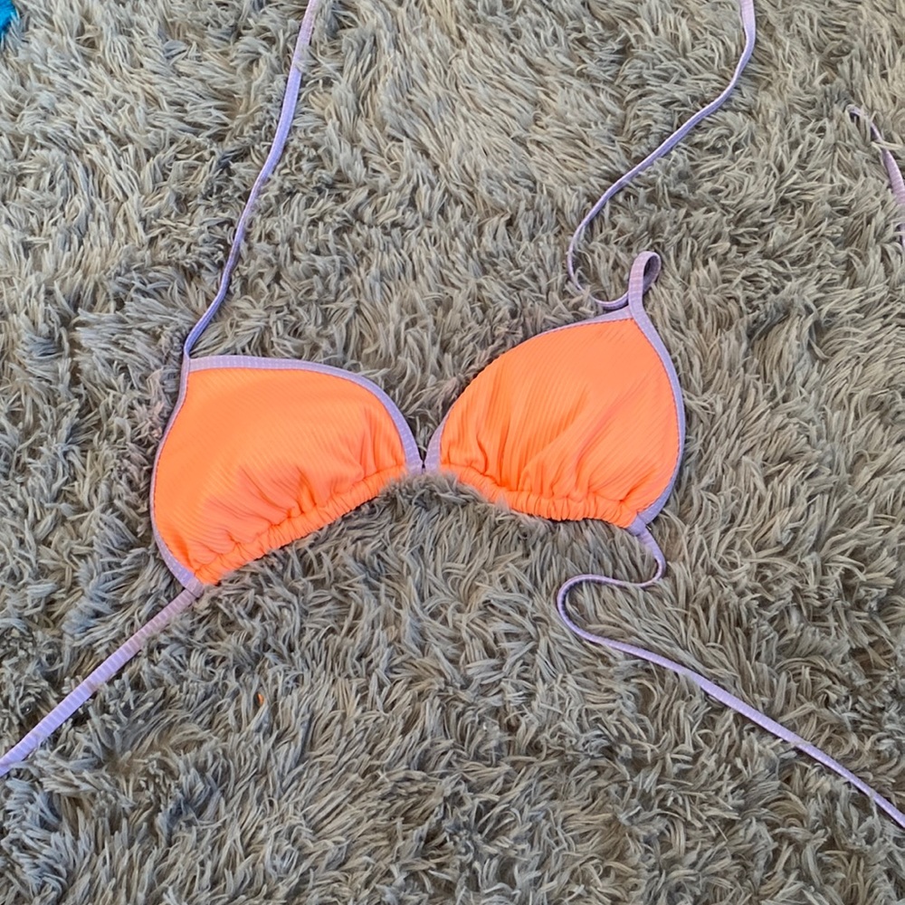 Womens S Purple and Orange Padded Wrap Around Hollister Bikini Top